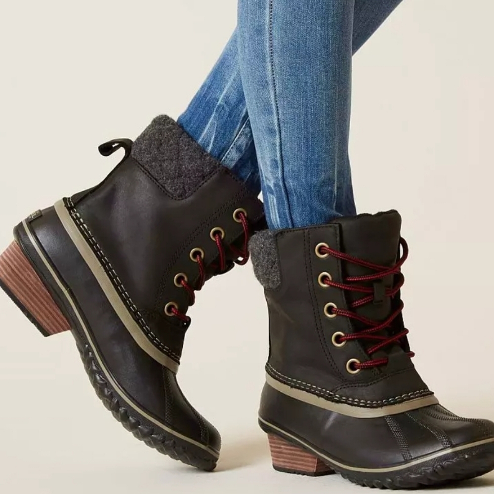 NIB Sorel Women's Slimpack II Lace Black Kettle Waterproof Boots